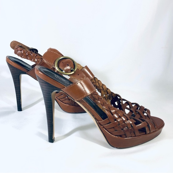 Catrice Nutmeg By Sportsgirl Stiletto Heel Ankle Strap Leather Sandals AU size 7 - Picture 4 of 14